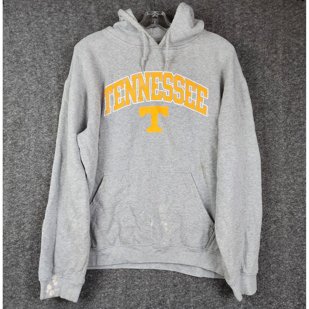 NCAA Tennessee Volunteers Hoodie Mens Large Gray Pullover Sweatshirt Bleach Wash